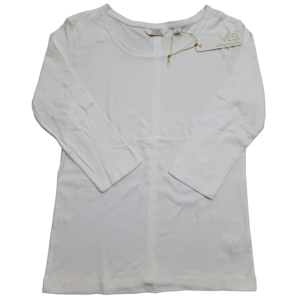 VESI Women's White Three Quarter Sleeve Cotton Shirt Small